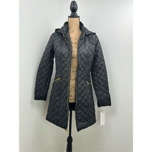 Via Spiga Women’s Black Quilted Hooded Coat Size XS